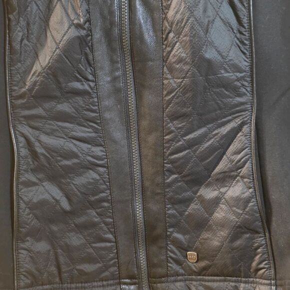 Harley-Davidson Women's XL Quilted Black Faux Leather Vest Bikercore Ripstop - Picture 8 of 10